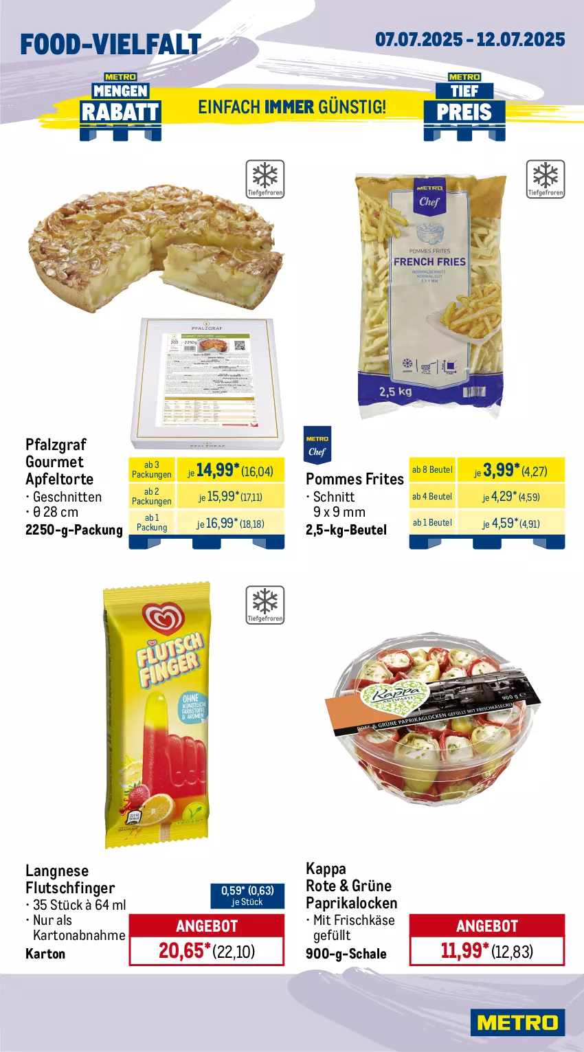 Aktueller Prospekt Metro - Wochen-Angebote Gastro - von 07.07 bis 12.07.2025 - strona 11 - produkty: angebot, apfel, beutel, bratwurst, eis, feta, frischkäse, gin, kappa, Käse, langnese, mac, milch, mozzarella, mozzarella rolle, paprika, pommes, Pommes Frites, prosciutto, prosciutto cotto, reis, rel, Schal, Schale, schnitten, Ti, tiefpreis, tisch, torte, wurst