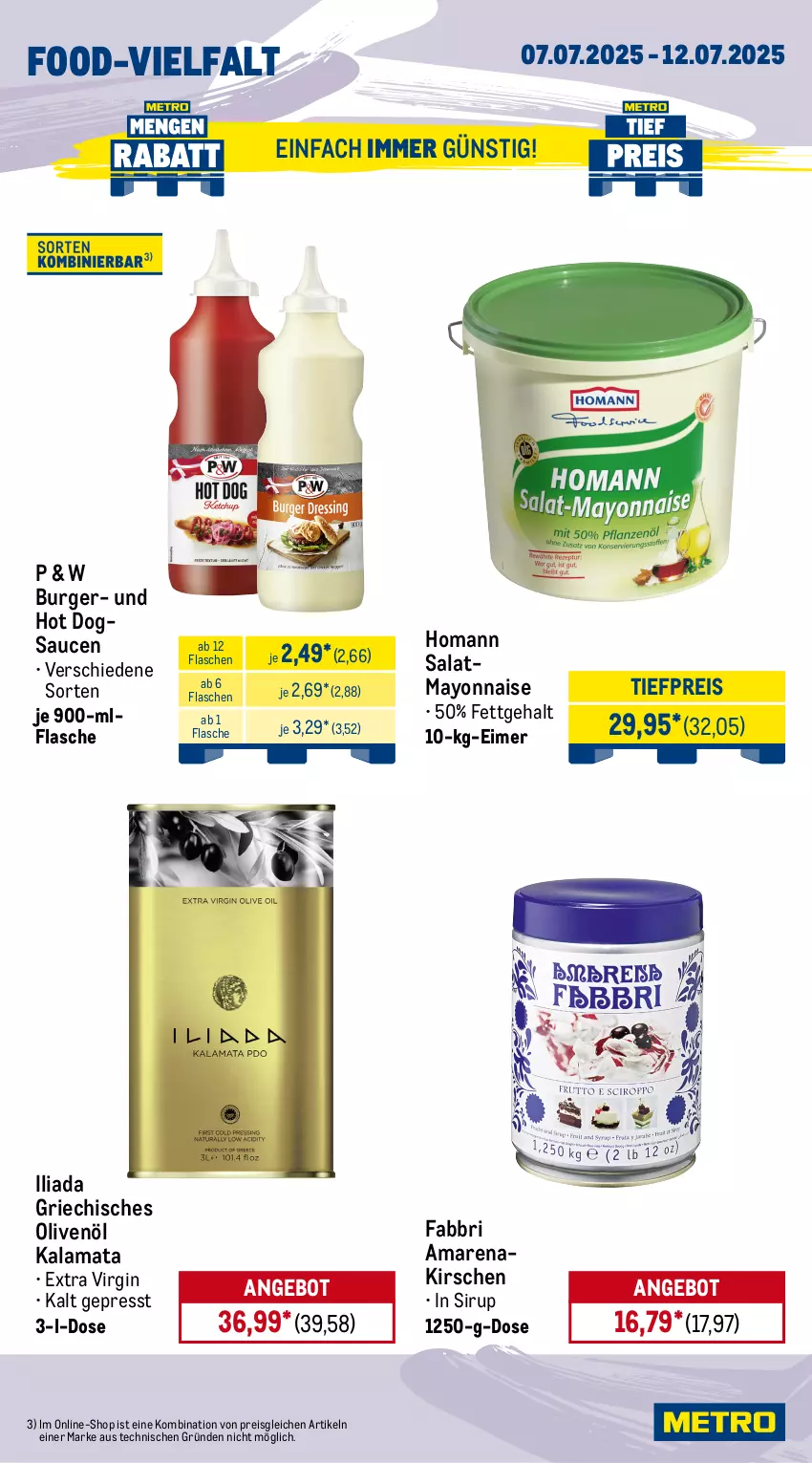 Aktueller Prospekt Metro - Wochen-Angebote Gastro - von 07.07 bis 12.07.2025 - strona 12 - produkty: Amarenakirschen, angebot, burger, coca-cola, cola, eimer, eis, flasche, getränk, getränke, gin, granini, homann, hot dog, kaffee, karamell, kirsch, kirsche, kirschen, LG, mayonnaise, melitta, olive, oliven, olivenöl, Palette, reis, röstkaffee, saft, salat, sauce, saucen, sirup, Ti, tiefpreis, Yo