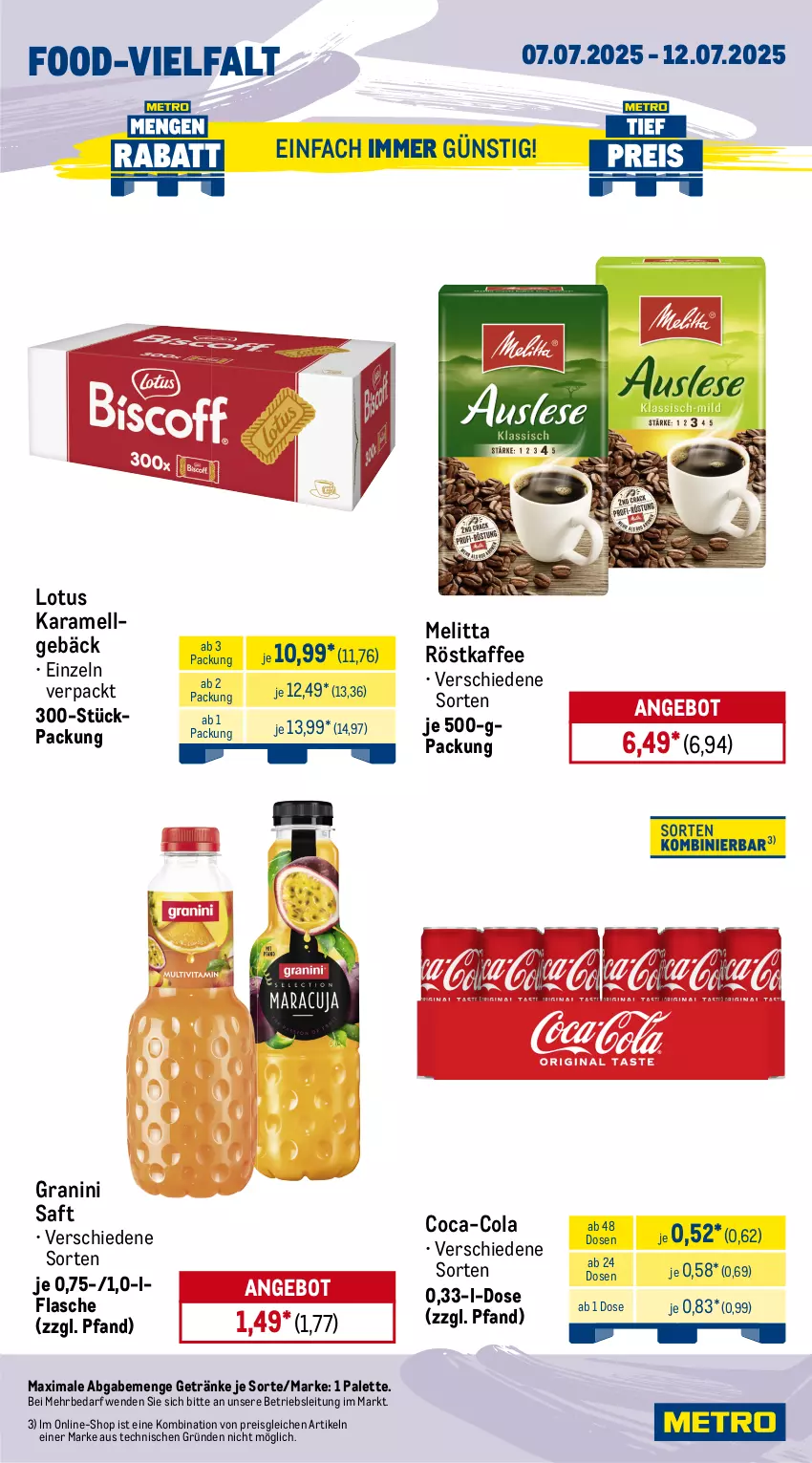 Aktueller Prospekt Metro - Wochen-Angebote Gastro - von 07.07 bis 12.07.2025 - strona 13 - produkty: Amarenakirschen, angebot, burger, coca-cola, cola, eimer, eis, flasche, getränk, getränke, gin, granini, homann, hot dog, kaffee, karamell, kirsch, kirsche, kirschen, LG, mayonnaise, melitta, olive, oliven, olivenöl, Palette, reis, röstkaffee, saft, salat, sauce, saucen, sirup, Ti, tiefpreis, Yo