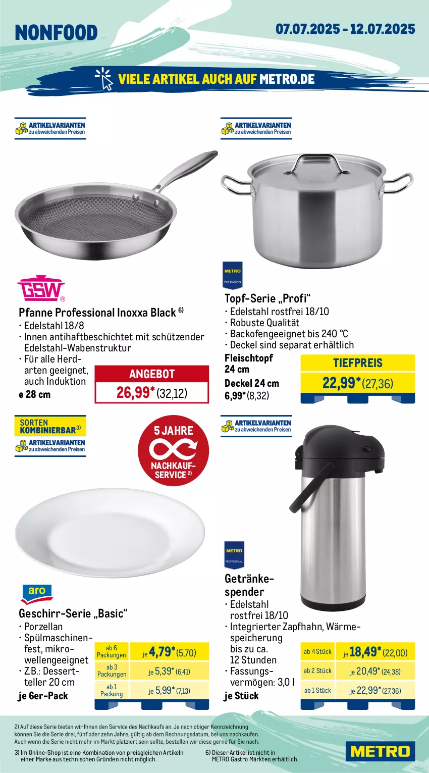Aktueller Prospekt Metro - Wochen-Angebote Gastro - von 07.07 bis 12.07.2025 - strona 17 - produkty: angebot, auer, auto, backofen, beleuchtung, Cap, cin, decke, Deckel, dell, dessert, Dessertteller, edelstahl, eis, elle, fleisch, Fleischtopf, geschirr, getränk, getränke, getränkespender, herdarten, kaffee, kaffeevollautomat, lack, Metro, metro gastro, mikrowelle, Mode, Ofen, pfanne, reis, Schütze, spülmaschinen, tasse, teller, Ti, tiefpreis, topf, wasser, wassertank