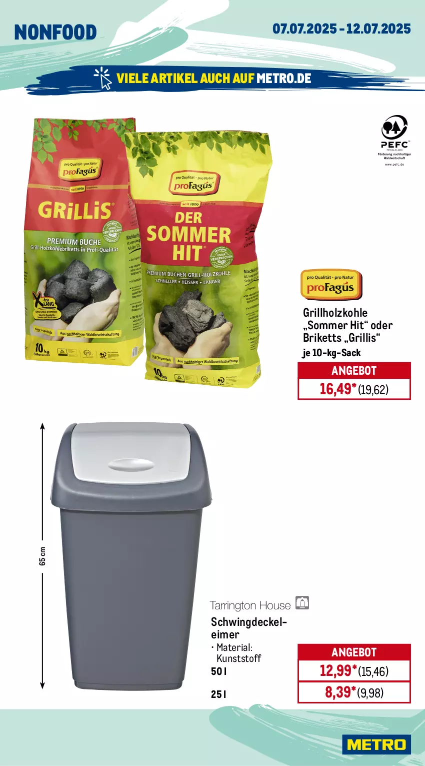 Aktueller Prospekt Metro - Wochen-Angebote Gastro - von 07.07 bis 12.07.2025 - strona 18 - produkty: angebot, briketts, decke, Deckel, eimer, grill, grillholzkohle, Holz, holzkohle, leimer, Metro, Ria, sac, Ti