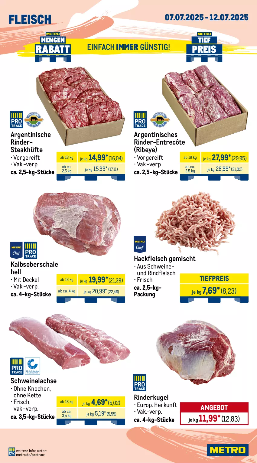 Aktueller Prospekt Metro - Wochen-Angebote Gastro - von 07.07 bis 12.07.2025 - strona 2 - produkty: angebot, beutel, braten, brustfilet, decke, Deckel, eis, entrecôte, filet, fleisch, gewürz, hackfleisch, hackfleisch gemischt, Kette, Kugel, lachs, lamm, Metro, pute, putenbrust, putenbrustfilet, reis, rind, rinder, Rindersteak, rindfleisch, rollbraten, Schal, Schale, schwein, schweine, schweinefilet, Schweinelachs, schweinenacken, steak, steakhüfte, Ti, tiefpreis, wein, weine