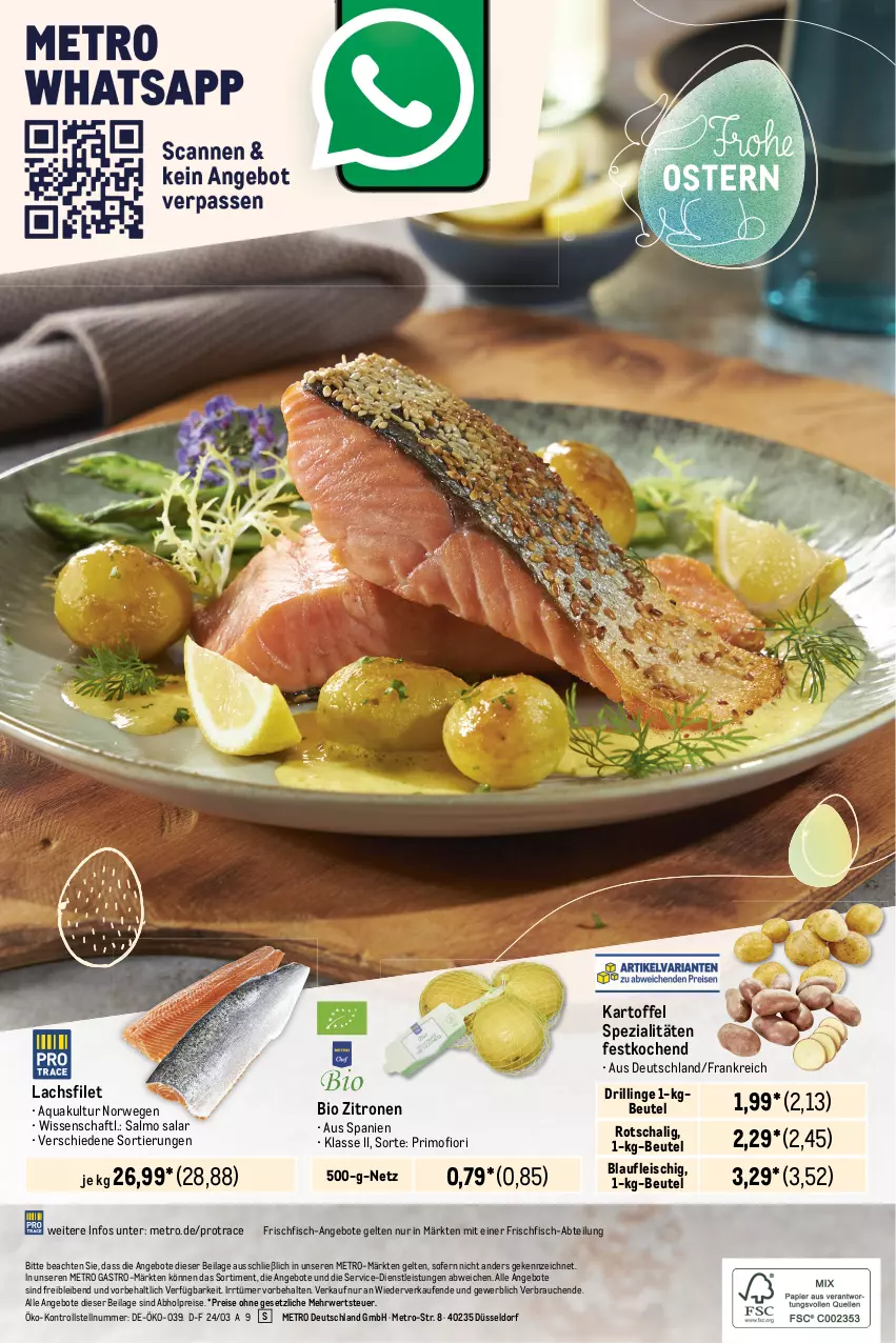 Aktueller Prospekt Metro - Feinkost Spezial - von 07.03 bis 30.03.2024 - strona 28 - produkty: abholpreise, Abtei, angebot, angebote, aqua, beutel, bio, eis, filet, fisch, fleisch, frischfisch, ilag, kartoffel, lachs, lachsfilet, Metro, metro gastro, Rauch, reis, rwe, Schal, Spezi, Ti, zitrone, zitronen