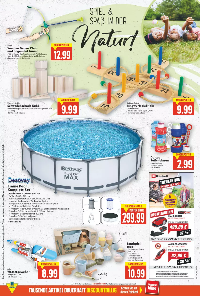 Aktueller Prospekt E Center - Angebote der Woche - von 02.05 bis 07.05.2022 - strona 15 - produkty: abdeckplane, akku, angebot, angebote, Bau, braun, burger, eimer, eis, elle, Garten, gartenschlauch, Grasschere, hamburger, Hefte, Holz, Kinder, Liege, pool, promax, Ria, ring, Schere, schlauch, Seife, sonderposten, steel pro, tee, teller, Ti, wasser, werkzeug, zucker