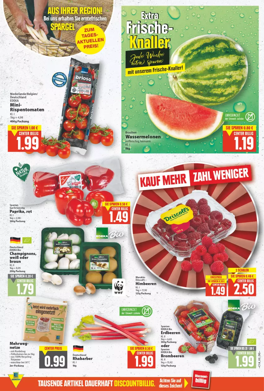 Aktueller Prospekt E Center - Angebote der Woche - von 02.05 bis 07.05.2022 - strona 3 - produkty: beere, beeren, bier, bio, braun, champignon, champignons, Clin, deka, edeka bio, erdbeere, erdbeeren, himbeer, himbeere, himbeeren, LG, paprika, rispentomaten, rwe, Ti, tomate, tomaten