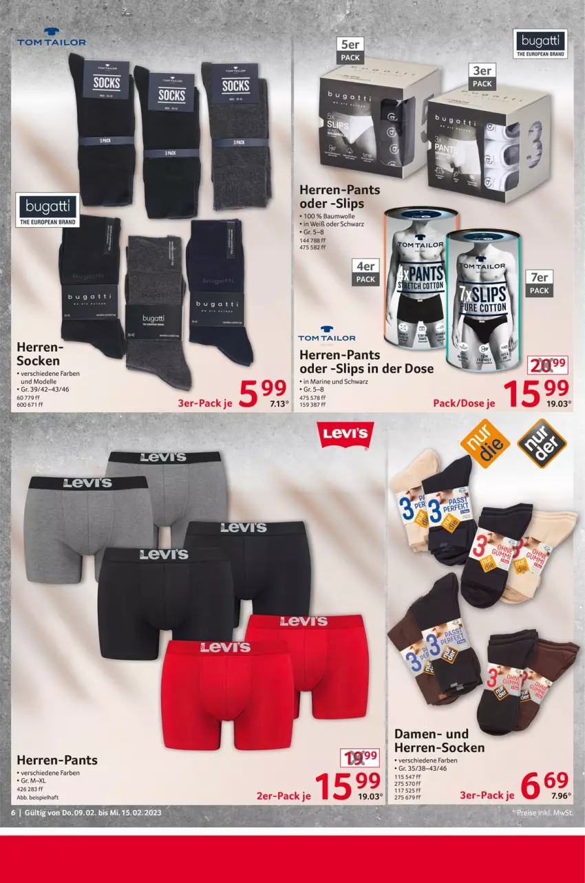 Aktueller Prospekt Selgros - Nonfood - von 09.02 bis 15.02.2023 - strona 6 - produkty: Bau, baumwolle, dell, eis, elle, herren-pants, herren-socken, Mode, Pants, slip, slips, socken, Ti, tom tailor, wolle