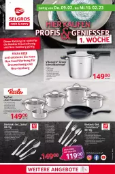Gazetka promocyjna Selgros - Nonfood - Gazetka - ważna od 15.02 do 15.02.2023 - strona 1 - produkty: besteck, besteck-set, braten, Bratentopf, Brei, decke, Deckel, edelstahl, eis, elle, erde, fleisch, gabel, Kochtopf, LG, Löffel, messer, pfanne, reis, riegel, sauce, saucen, Schnellkochtopf, Spezi, spülmaschinen, stielkasserolle, tee, Ti, topf, Topfset, vita, zucker