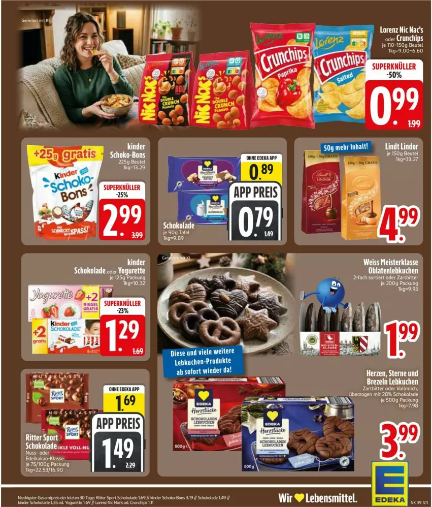 Aktueller Prospekt Edeka - Prospekte - von 21.09 bis 26.09.2026 - strona 13 - produkty: beutel, eis, K2, kakao, Kinder, kuchen, Lebkuchen, milch, Oblaten, reis, ritter, ritter sport, schoko, schoko-bons, schokolade, Sport, Ti, vollmilch, ZTE