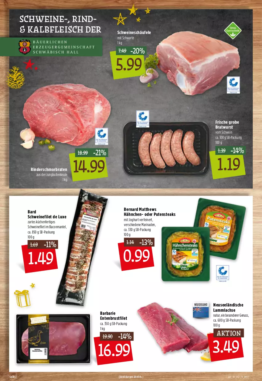 Aktueller Prospekt Kupsch - Angebote der Woche - von 13.12 bis 18.12.2021 - strona 4 - produkty: bacon, braten, bratwurst, brustfilet, eis, ente, Entenbrust, filet, fleisch, grobe bratwurst, joghur, joghurt, jungbullen, Kalbfleisch, küche, Küchen, lachs, lamm, lammlachse, Mantel, marinade, natur, nuss, pute, putensteaks, rind, rinder, schmorbraten, schwein, schweine, schweinefilet, steak, steaks, Ti, wein, weine, wurst