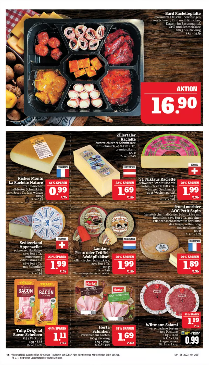 Aktueller Prospekt Marktkauf - Prospekt - von 17.12 bis 23.12.2023 - strona 14 - produkty: appenzeller, bacon, bier, Datteln, deka, eis, elle, fleisch, gin, grill, halbfester schnittkäse, hartkäse, herta, Käse, latte, mac, Mantel, milch, Morbier, natur, österreichischer schnittkäse, reis, rind, salami, schinken, Schmelzkäse, schnittkäse, schwein, schweizer hartkäse, schweizer schnittkäse, tee, Ti, tulip, wein, wiltmann, ZTE