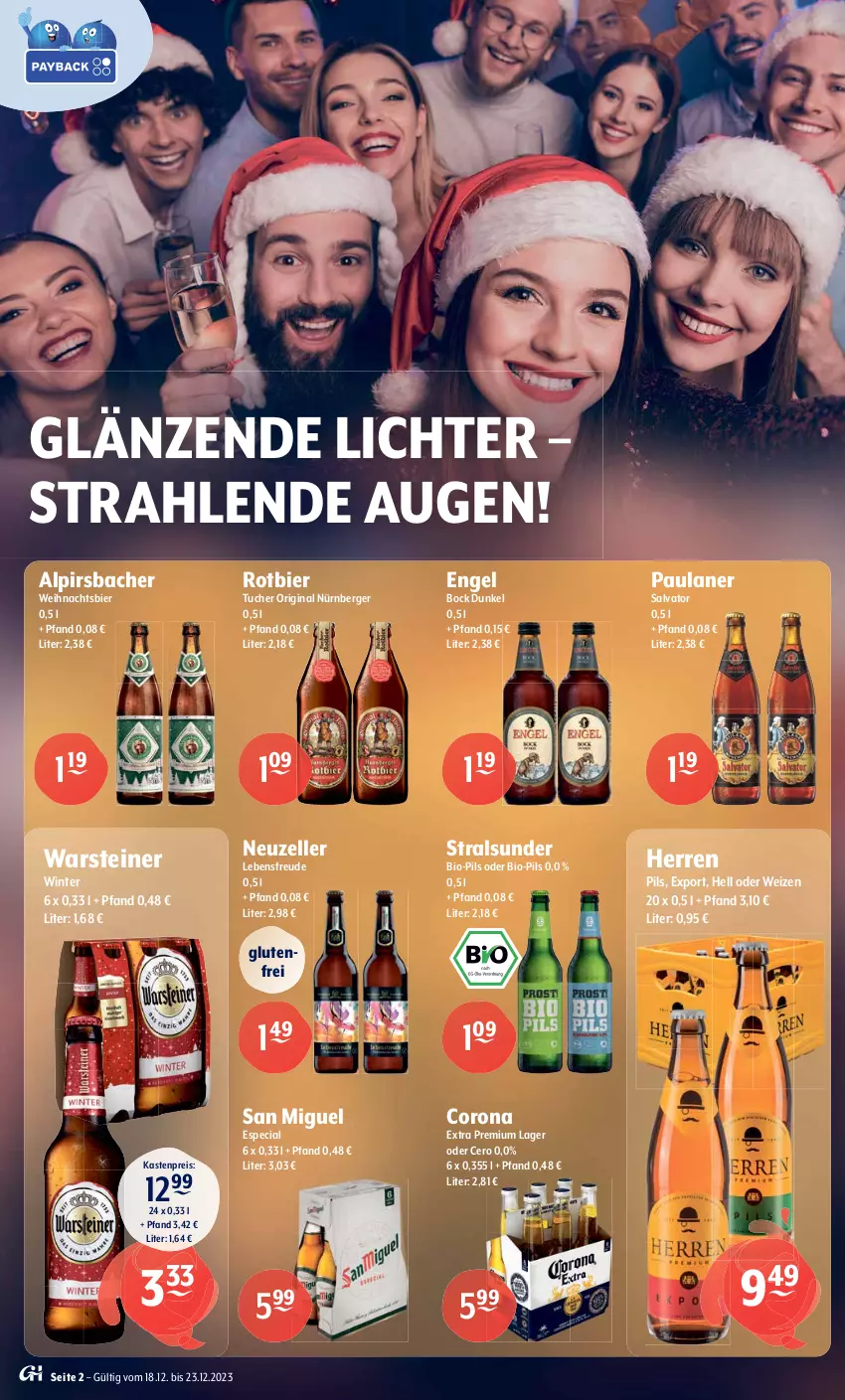 Aktueller Prospekt Getraenke Hoffmann - Prospekte - von 18.12 bis 23.12.2023 - strona 2 - produkty: Afri Cola, alkohol, Alpirsbacher, Alwa, auer, Berger, bier, bio, cabernet, cabernet sauvignon, coca-cola, cola, corona, drink, dry gin, eis, elle, energy drink, Engel, fever-tree, frucht, fruchtsaft, gin, laphroaig, mineralwasser, mojito, natur, natürliches mineralwasser, nürnberger, ohne alkohol, orange, Paula, paulaner, pils, reis, rel, robby, rotkäppchen, saft, sapphire, sauvignon, Schladerer, sekt, single malt, Soda, steiner, Ti, tuc, Tucher, vilsa, vöslauer, warsteiner, wasser, whisky, Williams Birne, zucker