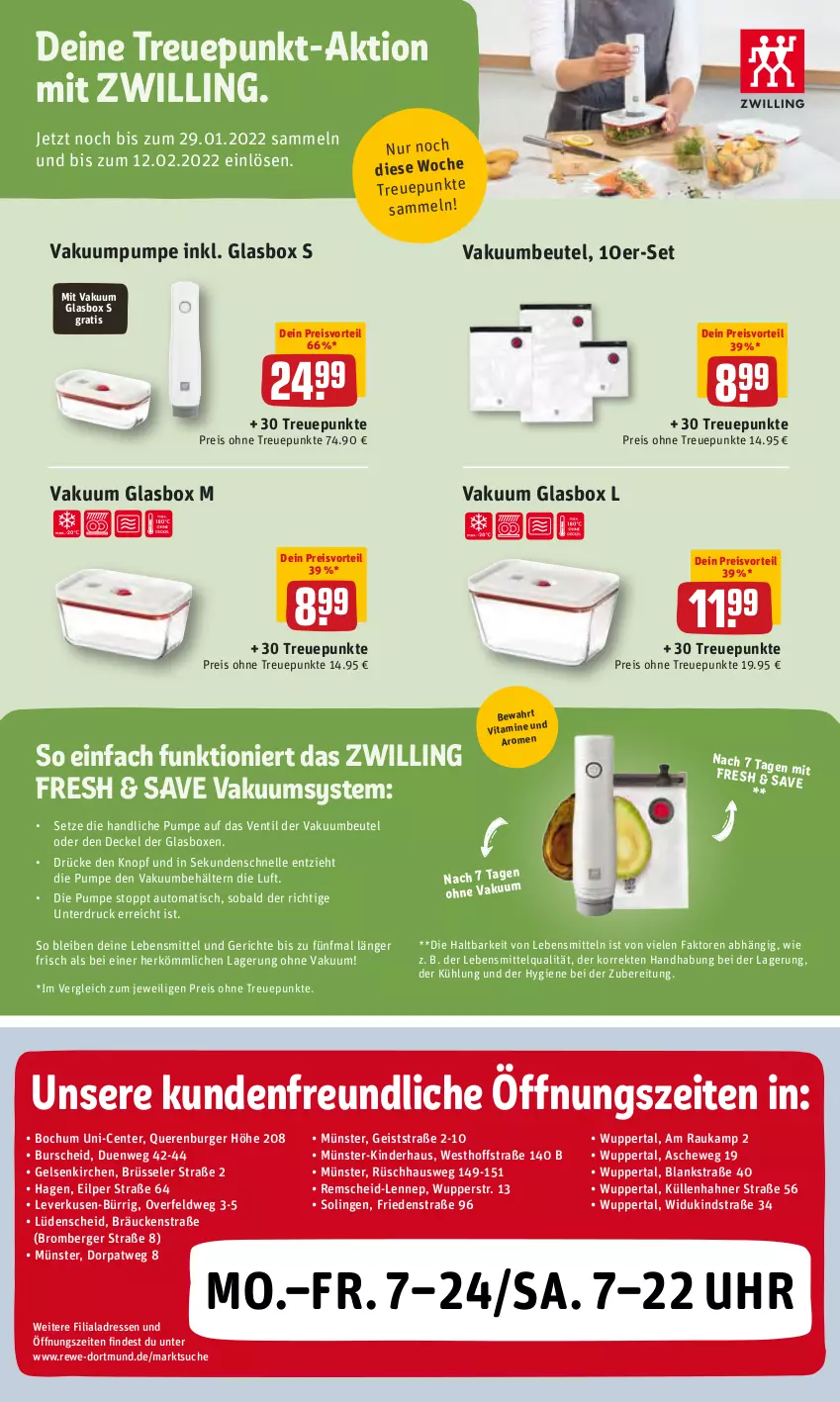 Aktueller Prospekt Rewe - REWE Ihr Kaufpark - von 24.01 bis 29.01.2022 - strona 16 - produkty: auto, Behälter, Berger, beutel, burger, decke, Deckel, eis, elle, ente, Kinder, lebensmittel, preisvorteil, reis, Ti, tisch, uhr, Vakuumbeutel, vita, Vitamine