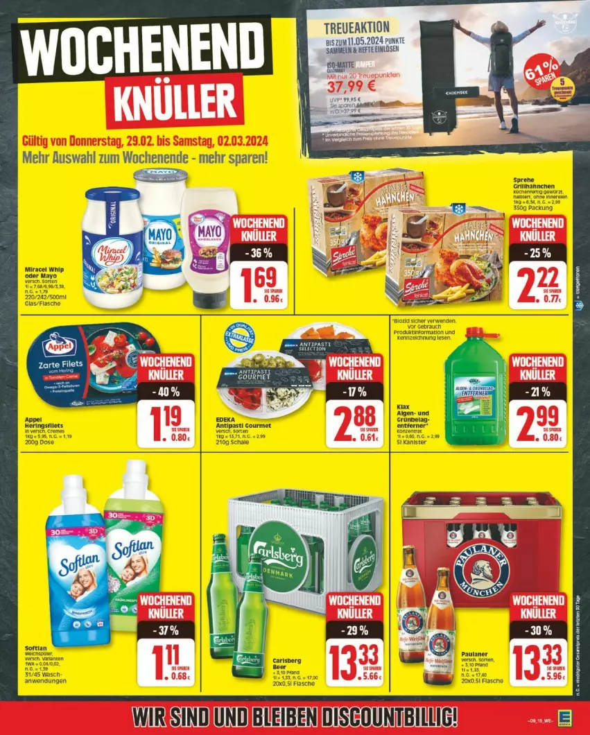 Aktueller Prospekt Edeka - Prospekte - von 26.02 bis 02.03.2024 - strona 15 - produkty: ente, filet, filets, flasche, Hefte, hering, Herings, küche, Küchen, miracel, miracel whip, Paula, paulaner, Rana, ring, Schal, Schale, tee, Ti, tisch, Yo