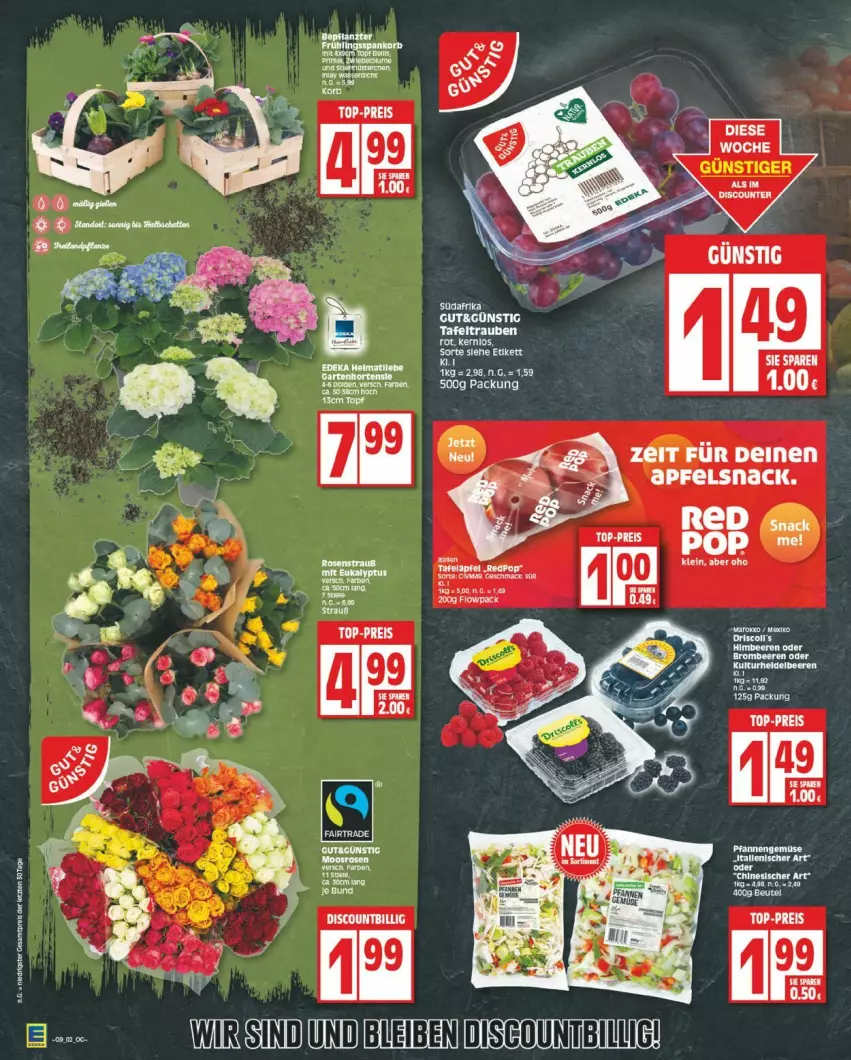 Aktueller Prospekt Edeka - Prospekte - von 26.02 bis 02.03.2024 - strona 2 - produkty: apfel, beere, beeren, brombeere, brombeeren, eis, elle, reis, rosen, Rosenstrauß, Ti, top-preis