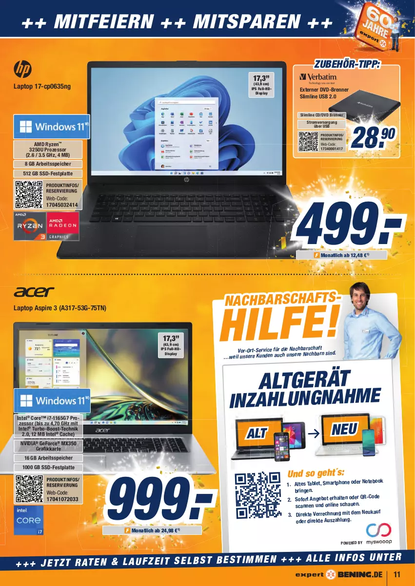 Aktueller Prospekt Expert Aurich - Prospekte - von 21.04 bis 27.04.2022 - strona 11 - produkty: angebot, dvd, eier, Externer Dvd-Brenner, festplatte, geforce, HDD, Intel, Laptop, latte, notebook, nvidia, nvidia geforce, ring, ryzen, smartphone, ssd, tablet, Ti, usb