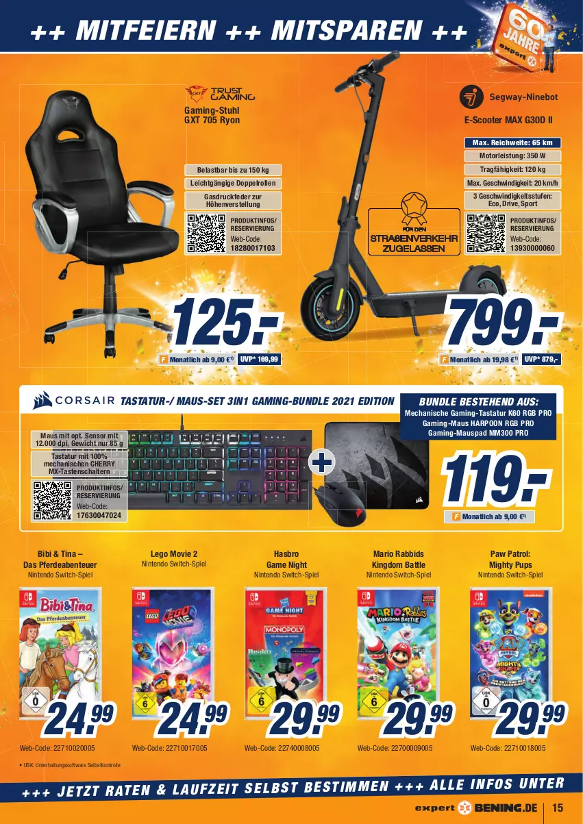 Aktueller Prospekt Expert Aurich - Prospekte - von 21.04 bis 27.04.2022 - strona 15 - produkty: eier, eis, ente, erde, Hasbro, Maus, nintendo, Nintendo Switch, Paw Patrol, Schal, scooter, Software, Sport, stuhl, Tastatur, Ti, Yo