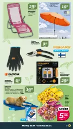 Gazetka promocyjna Netto - Woche 30 - Gazetka - ważna od 30.07 do 30.07.2022 - strona 17 - produkty: Clogs, fiskars, gardena, Garten, Gartenschere, gartenschlauch, handschuhe, Liege, pflaume, Ria, rwe, Schere, schlauch, schuhe, sonnenliege, sonnenschirm, Ti, Tiere, tisch