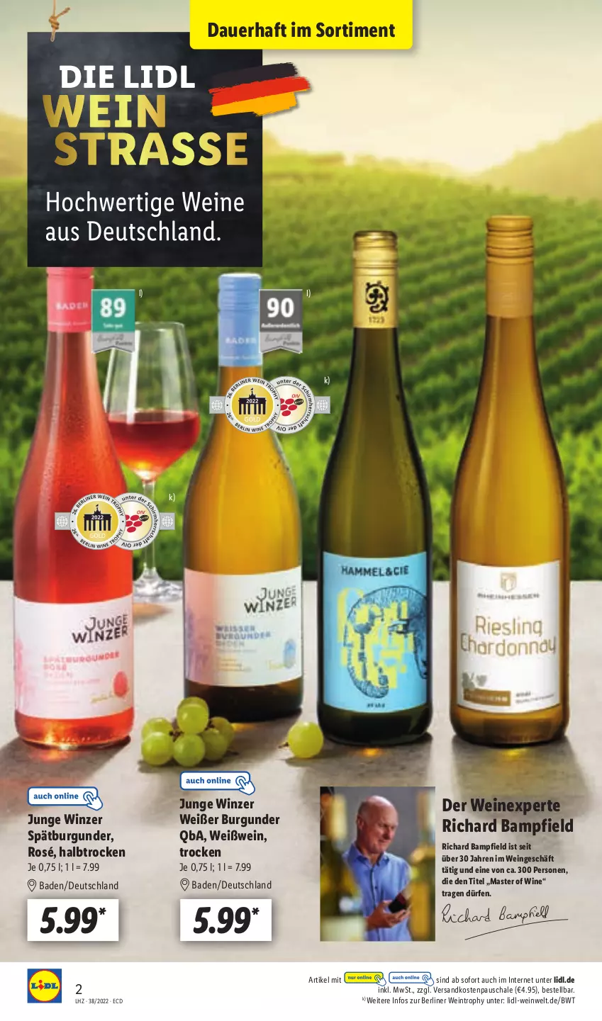 Aktueller Prospekt Lidl - Aktionsprospekt - von 19.09 bis 24.09.2022 - strona 2 - produkty: auer, Bad, berliner, burgunder, ndk, Schal, Schale, spätburgunder, Ti, wein, weine, Weißwein