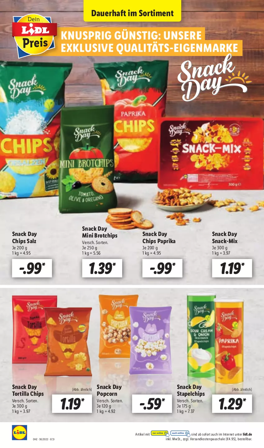 Aktueller Prospekt Lidl - Aktionsprospekt - von 19.09 bis 24.09.2022 - strona 48 - produkty: auer, brot, chips, ndk, paprika, popcorn, salz, Schal, Schale, snack, Ti, tortilla, Tortilla Chips