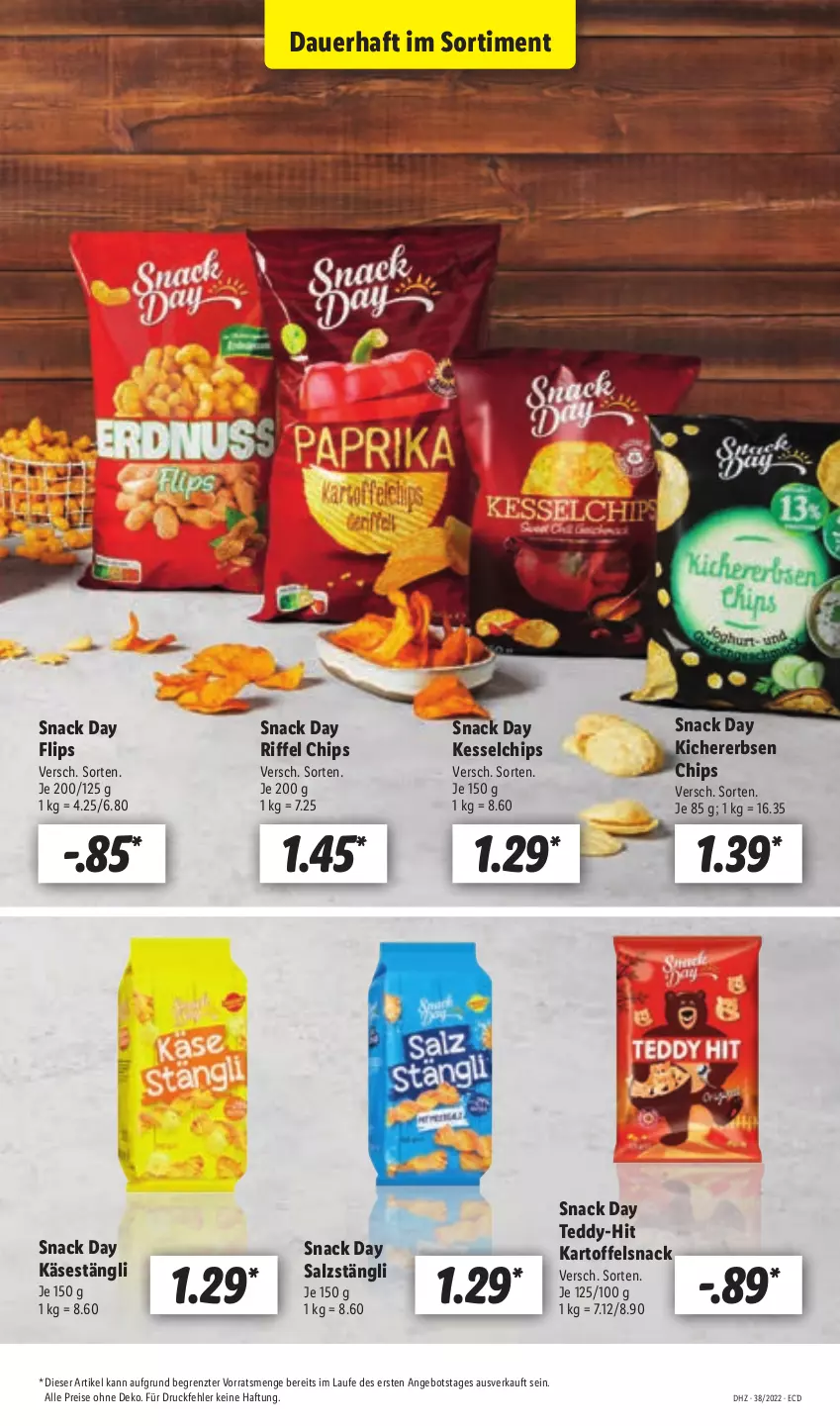 Aktueller Prospekt Lidl - Aktionsprospekt - von 19.09 bis 24.09.2022 - strona 49 - produkty: angebot, auer, chips, eis, erbsen, kartoffel, Käse, kichererbsen, Kichererbsen Chips, reis, salz, snack, Ti, ZTE