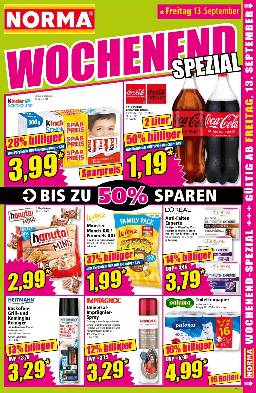 Aktueller Prospekt Norma - Norma - von 09.09 bis 16.09.2024 - strona 15 - produkty: anti-falten experte, backofen, beutel, erfrischungsgetränk, flasche, getränk, gewürz, grill, Kamin, kraft, monster, Ofen, papier, Pommels, reiniger, salz, tender, Ti, toilettenpapier