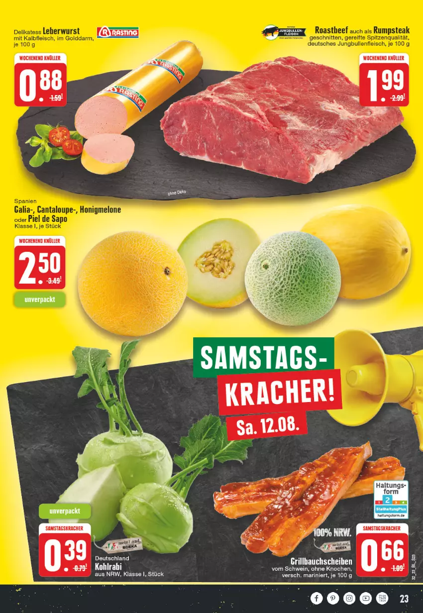 Aktueller Prospekt Edeka - Angebote der Woche - von 07.08 bis 12.08.2023 - strona 23 - produkty: Bau, bauchscheiben, grill, Grillbauch, kracher, schwein, wein