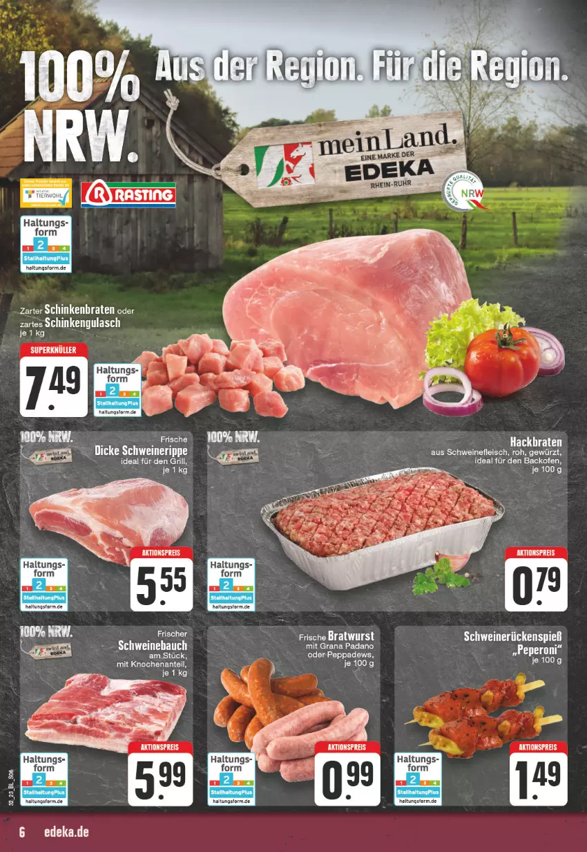 Aktueller Prospekt Edeka - Angebote der Woche - von 07.08 bis 12.08.2023 - strona 6 - produkty: aktionspreis, backofen, Bau, braten, eis, grana, grana padano, grill, gulasch, nero, Ofen, padano, Rana, reis, schinken, tee, Ti, wein, weine