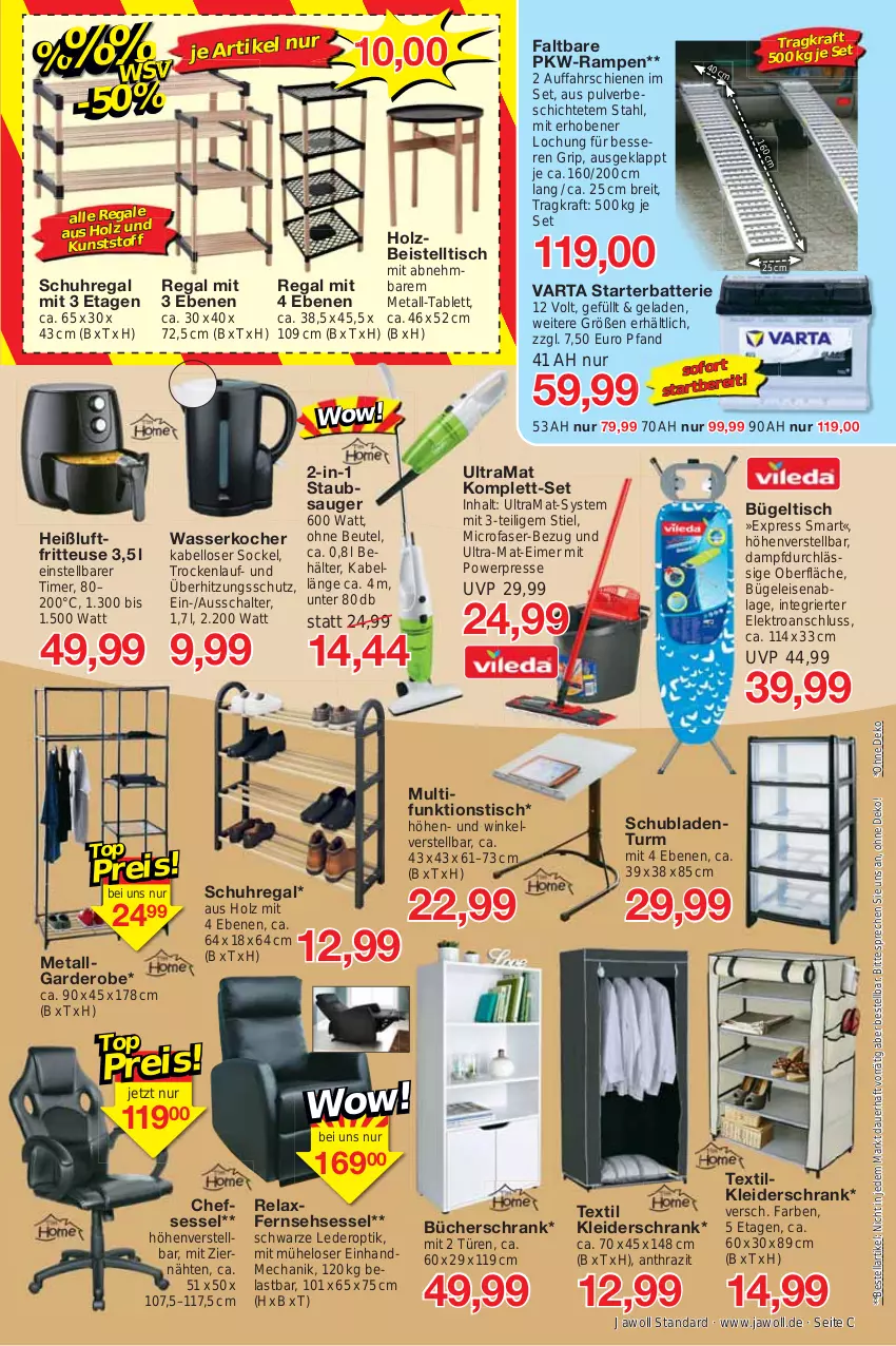 Aktueller Prospekt Jawoll - Prospekte - von 26.03 bis 01.04.2023 - strona 9 - produkty: auer, batterie, beistelltisch, beutel, Brei, bügel, Bügeleisen, bügeltisch, chefsessel, eimer, eis, Elektro, fritteuse, Garderobe, Heißluftfritteuse, Holz, kleid, kleider, kleiderschrank, Kocher, kraft, LG, rama, regal, rel, Schal, Schrank, schubladen, Schubladenturm, schuhregal, sessel, staubsauger, tablet, tablett, Ti, timer, tisch, überhitzungsschutz, uhr, varta, wasser, wasserkocher, ZTE
