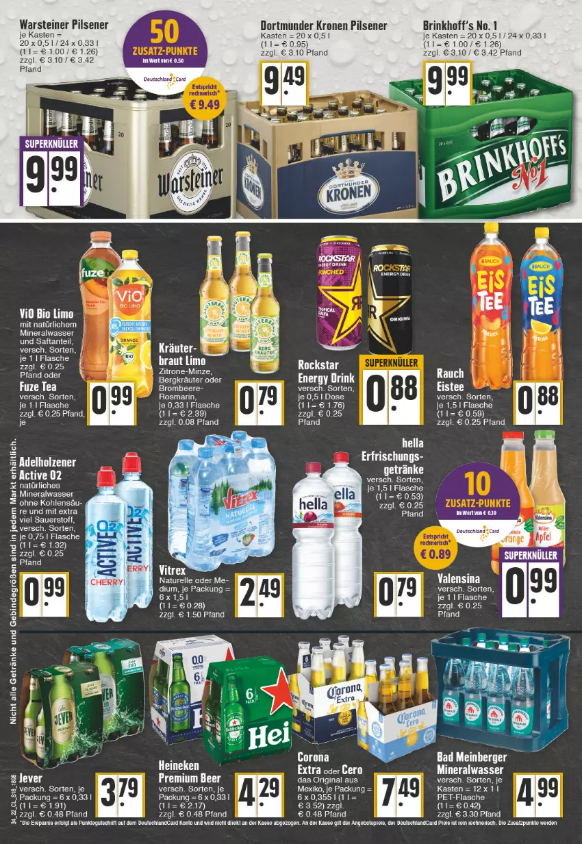 Aktueller Prospekt Edeka - Angebote der Woche - von 22.08 bis 27.08.2022 - strona 18 - produkty: Alwa, auer, Bad, beere, Berger, brombeere, corona, deutschland card, drink, eis, elle, flasche, getränk, getränke, gin, hella, kräuter, krone, LG, mineralwasser, natur, pils, pilsener, Rauch, rel, Rockstar, saft, steiner, tee, Ti, valensina, warsteiner, wasser