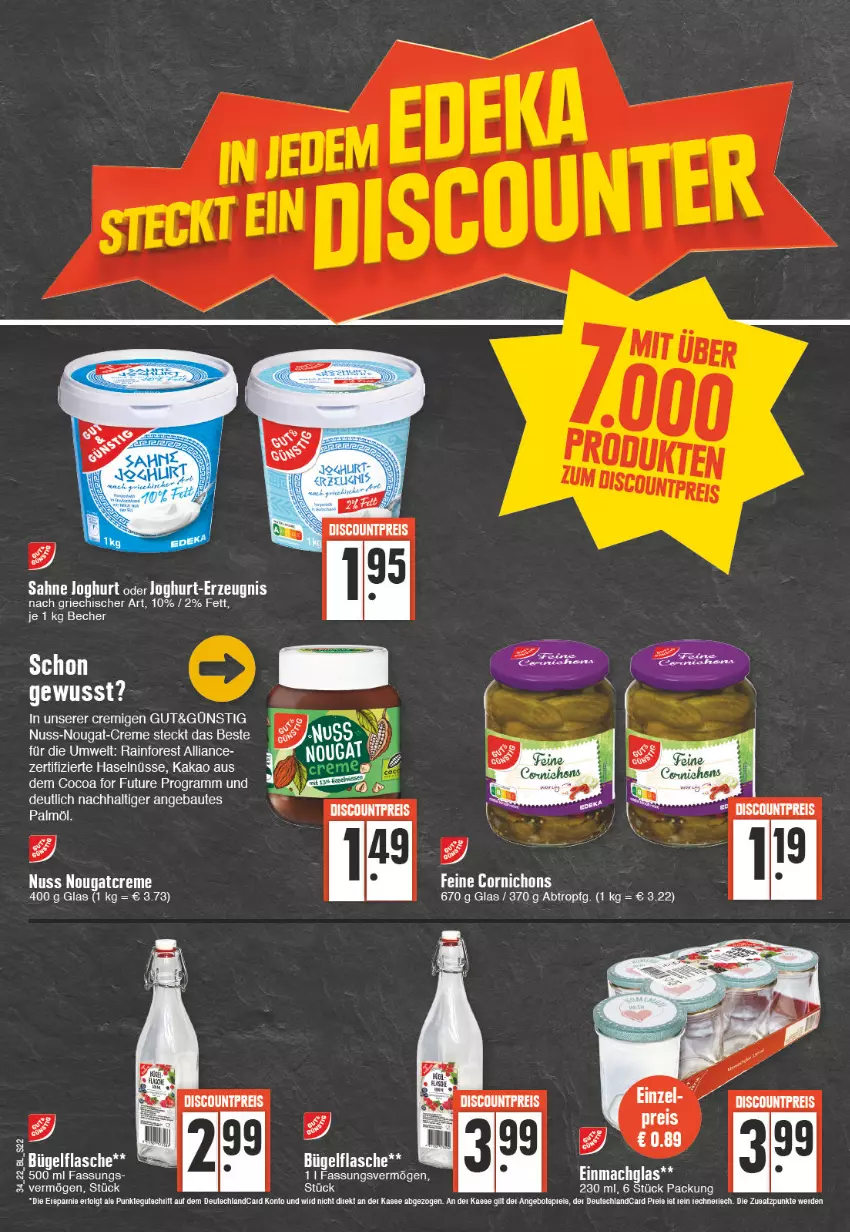 Aktueller Prospekt Edeka - Angebote der Woche - von 22.08 bis 27.08.2022 - strona 22 - produkty: angebot, angebote, Bau, bügel, bügelflasche, creme, deutschlandcard, discount, einmachglas, eis, flasche, joghur, joghurt, kakao, mac, Nougatcreme, nuss, nuss-nougat-creme, reis, sahne, sahne joghurt, tee, Ti