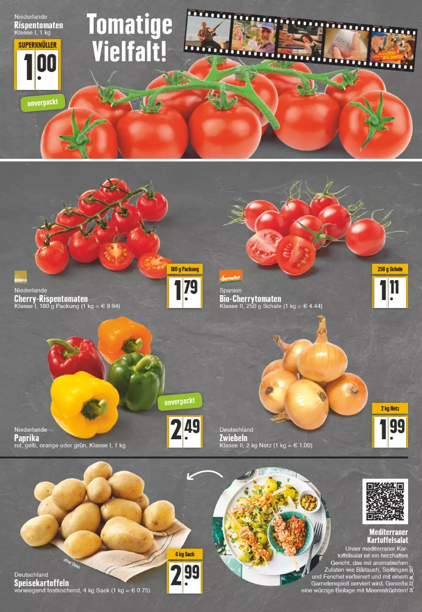 Aktueller Prospekt Edeka - Angebote der Woche - von 22.08 bis 27.08.2022 - strona 7 - produkty: bio, cherrytomaten, früchte, früchten, garnelen, ilag, kartoffel, kartoffelsalat, meeresfrüchte, orange, paprika, rispentomaten, sac, salat, Schal, Schale, Ti, tisch, tomate, tomaten, zwiebel, zwiebeln