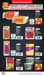 Gazetka promocyjna Lidl - Aktionsprospekt - Gazetka - ważna od 17.09 do 17.09.2022 - strona 4 - produkty: Becher, bier, Biere, Bona, brut, curry, dulano, Edelsalami, eis, Elektro, emmentaler, frischkäse, Geflügel, HP, Käse, lachs, lachsschinken, Laufen, Milbona, salami, schinken, snack, Ti, Tilsiter, wiener, wurst