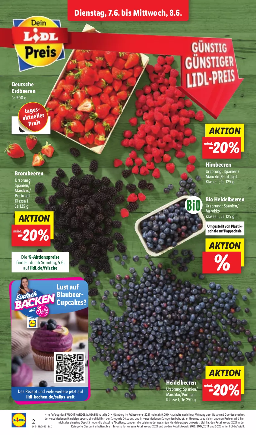 Aktueller Prospekt Lidl - Aktionsprospekt - von 07.06 bis 11.06.2022 - strona 2 - produkty: Abtei, aktionspreis, angebot, asti, beere, beeren, bio, Blaubeer, brombeere, brombeeren, discount, eis, elle, erdbeere, erdbeeren, frucht, heidelbeere, heidelbeeren, himbeer, himbeere, himbeeren, magazin, obst, reis, rezept, Schal, Schale, Ti, und gemüse