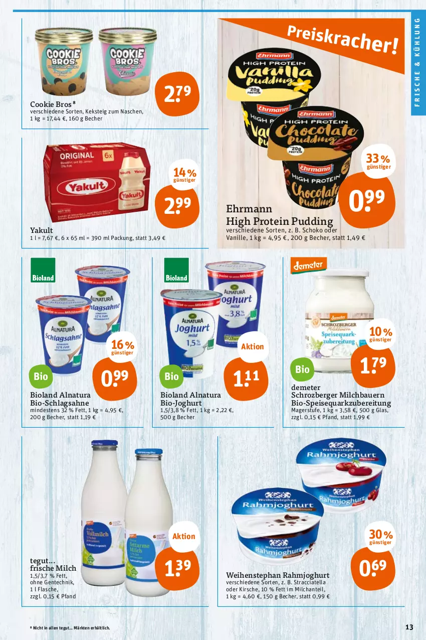 Aktueller Prospekt Tegut - Angebote der Woche - von 02.05 bis 06.05.2023 - strona 15 - produkty: ACC, auer, Bau, Bauer, Becher, Berger, bio, bio-joghurt, bioland, cookie, ehrmann, eis, ente, flasche, frische milch, joghur, joghurt, keks, kirsch, kirsche, milch, natur, natura, pudding, quark, rahmjoghurt, sahne, schlagsahne, schoko, speisequark, Ti, vanille, weihenstephan