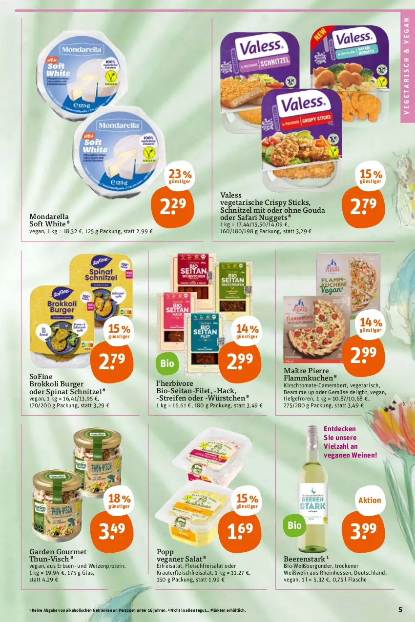 Aktueller Prospekt Tegut - Angebote der Woche - von 02.05 bis 06.05.2023 - strona 7 - produkty: alkohol, beere, beeren, bio, brokkoli, burger, burgunder, camembert, decke, eis, erbsen, filet, flammkuchen, flasche, fleisch, garden gourmet, getränk, getränke, gouda, kirsch, kräuter, kuchen, lamm, nuggets, oder kräuter, Popp, reifen, reis, rel, salat, schnitzel, spinat, Ti, tomate, Vegeta, wein, weine, Weißburgunder, Weißwein, würstchen