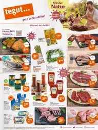 Gazetka promocyjna Tegut - Angebote der Woche - Gazetka - ważna od 06.05 do 06.05.2023 - strona 1 - produkty: angebot, angebote, aqua, Becher, bio, bratwurst, burger, dekoration, dip, Dorade, eis, feinkost, fenchel, filet, fisch, flasche, fleisch, für grill und pfanne, grill, grill und pfanne, Grillkäse, Halloumi, heinz, henkel, ideal für grill, ideal für grill und pfanne, ideal zum grillen, Kaninchenschenkel, Käse, ketchup, knoblauch, lachs, lachsfilet, mais, milram, natur, natura, paprika, pfanne, quark, rezept, rind, Rückensteak, saft, salat, sauce, schenkel, senf, sour cream, spargel, Speck, steak, Ti, tisch, tomato ketchup, und pfanne, Wild, wurst, ZTE