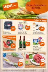 Gazetka promocyjna Tegut - Angebote der Woche - Gazetka - ważna od 06.05 do 06.05.2023 - strona 3 - produkty: alkohol, angebot, angebote, beere, beeren, beutel, bio, Bio-Hackfleisch, dekoration, eis, filet, fisch, fische, Fischer, flasche, fleisch, frosta, frucht, früchte, fruchtjoghurt, getränk, getränke, hackfleisch, hackfleisch gemischt, heidelbeere, heidelbeeren, joghur, joghurt, küche, Küchen, lachs, lachsfilet, landliebe, megaperls, melone, melonen, milch, natur, nuss, pfanne, pfannen, reis, rotkäppchen, saft, Schal, Schale, Schere, seelachsfilet, sekt, spee, tender, Ti, waschmittel, wasser, wassermelone, wassermelonen