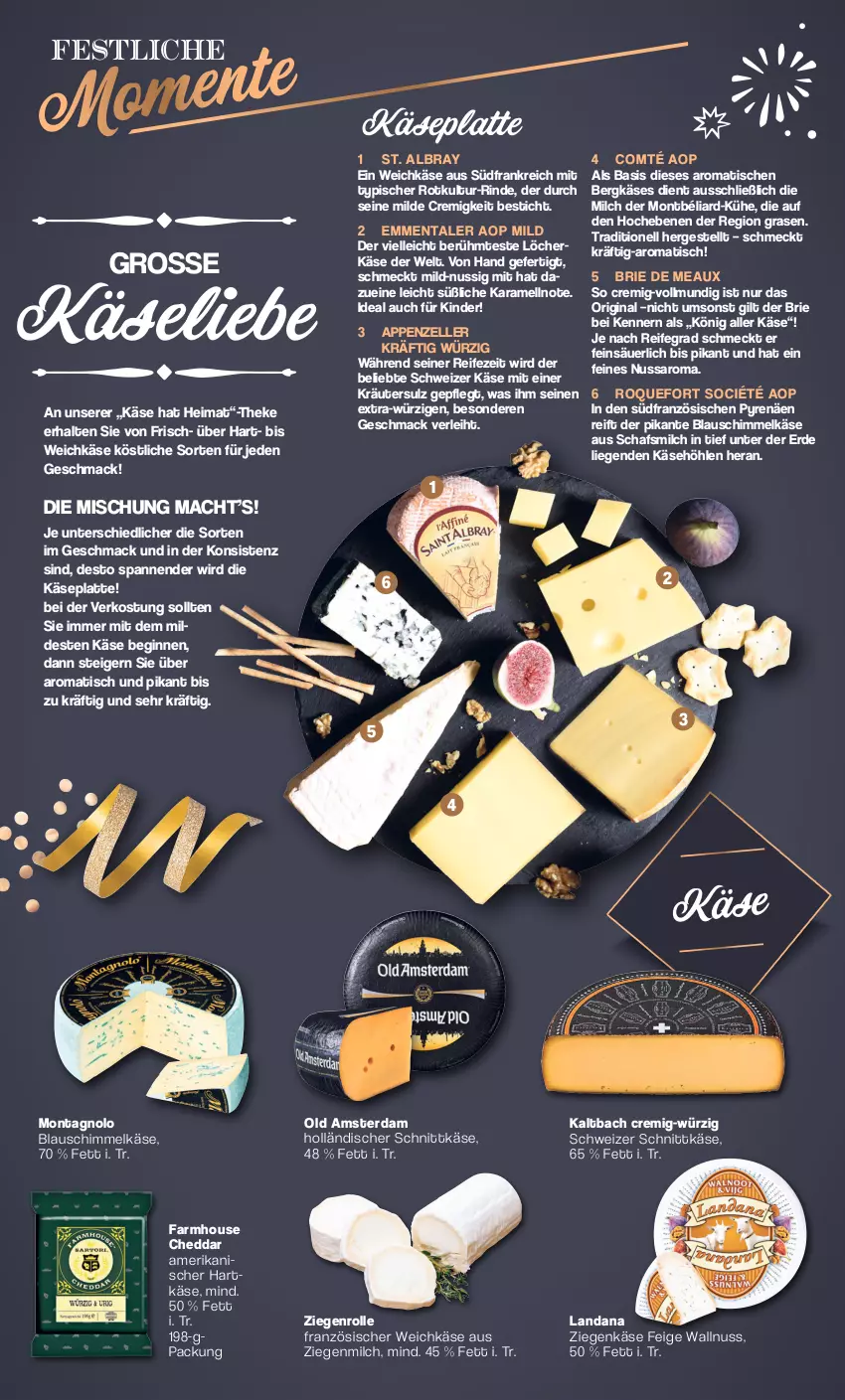 Aktueller Prospekt Famila - Prospekte - von 27.12 bis 30.12.2023 - strona 10 - produkty: albray, appenzeller, Bergkäse, brie, cheddar, comté, elle, emmentaler, erde, französischer weichkäse, gin, hartkäse, holländischer schnittkäse, karamell, Käse, Kinder, kräuter, latte, Liege, mac, milch, nuss, Old Amsterdam, rasen, rind, saro, schnittkäse, schweizer schnittkäse, St. Albray, Ti, tisch, weichkäse, ziegenkäse