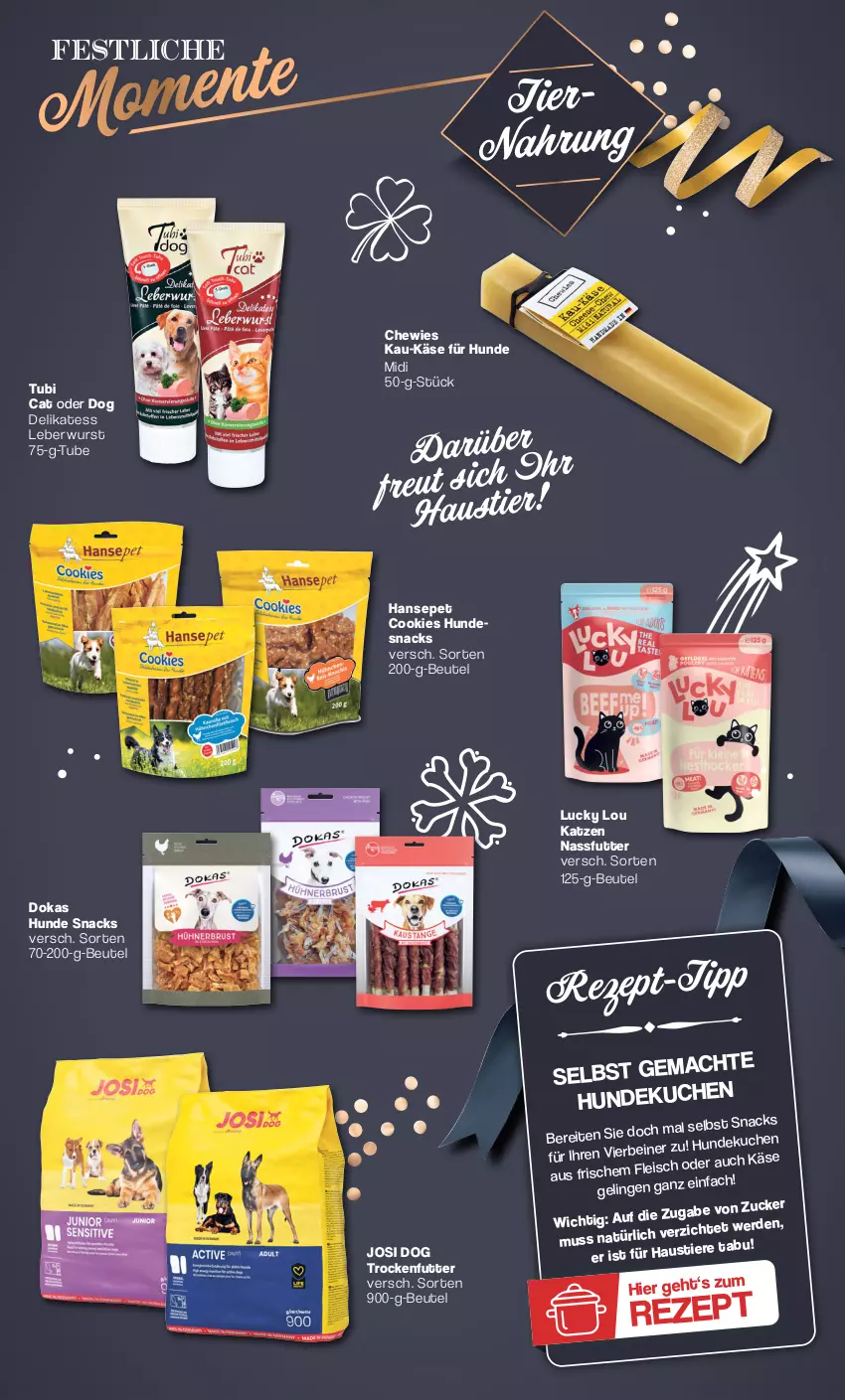 Aktueller Prospekt Famila - Prospekte - von 27.12 bis 30.12.2023 - strona 17 - produkty: beutel, cookie, cookies, eis, Hunde Snacks, hundesnack, hundesnacks, Käse, leberwurst, nassfutter, rezept, rezept-tipp, snack, snacks, Ti, tiernahrung, trockenfutter, wurst, zucker