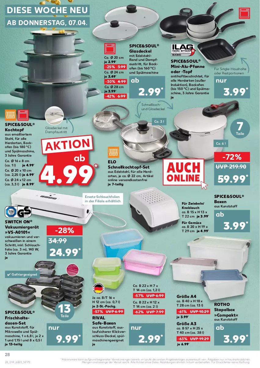 Aktueller Prospekt Kaufland - von 07.04 bis 13.04.2022 - strona 32 - produkty: angebot, aust, backofen, decke, Deckel, edelstahl, elle, Ergee, frischhaltedosen, Glasdeckel, herdarten, knoblauch, Kochtopf, mikrowelle, ndk, Ofen, pfanne, Pfau, schlauch, Schnellkochtopf, spülmaschinen, Ti, topf, topf-set, versandkostenfrei, ZTE, zwiebel, zwiebeln