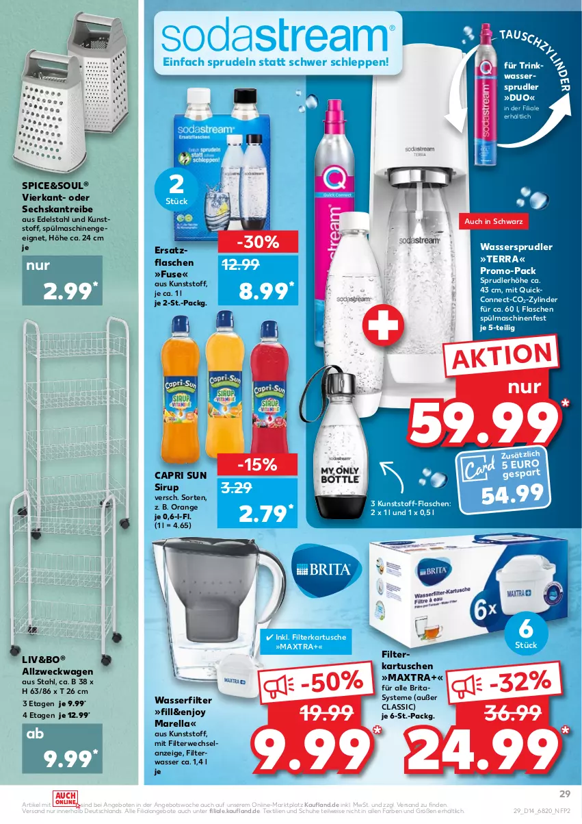 Aktueller Prospekt Kaufland - von 07.04 bis 13.04.2022 - strona 33 - produkty: angebot, angebote, brita, Cap, edelstahl, eis, Elan, filterkartuschen, flasche, Maxtra, orange, rel, rwe, schuhe, sirup, Sprudel, spülmaschinen, Ti, wasser, wasserfilter, wassersprudler, weck