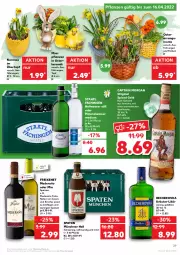 Gazetka promocyjna Kaufland - Gazetka - ważna od 13.04 do 13.04.2022 - strona 43 - produkty: Alwa, angebot, angebote, Becher, Becherovka, Cap, captain morgan, cassis, eis, freixenet, getränk, gin, hero, kirsch, kirsche, kräuter, likör, mineralwasser, Mineralwasser Medium, original spiced gold, pflanze, pflanzen, rotwein, rum, Spaten, Staatl. Fachingen, Ti, tisch, topf, übertopf, vanille, wasser, wein, Weißwein