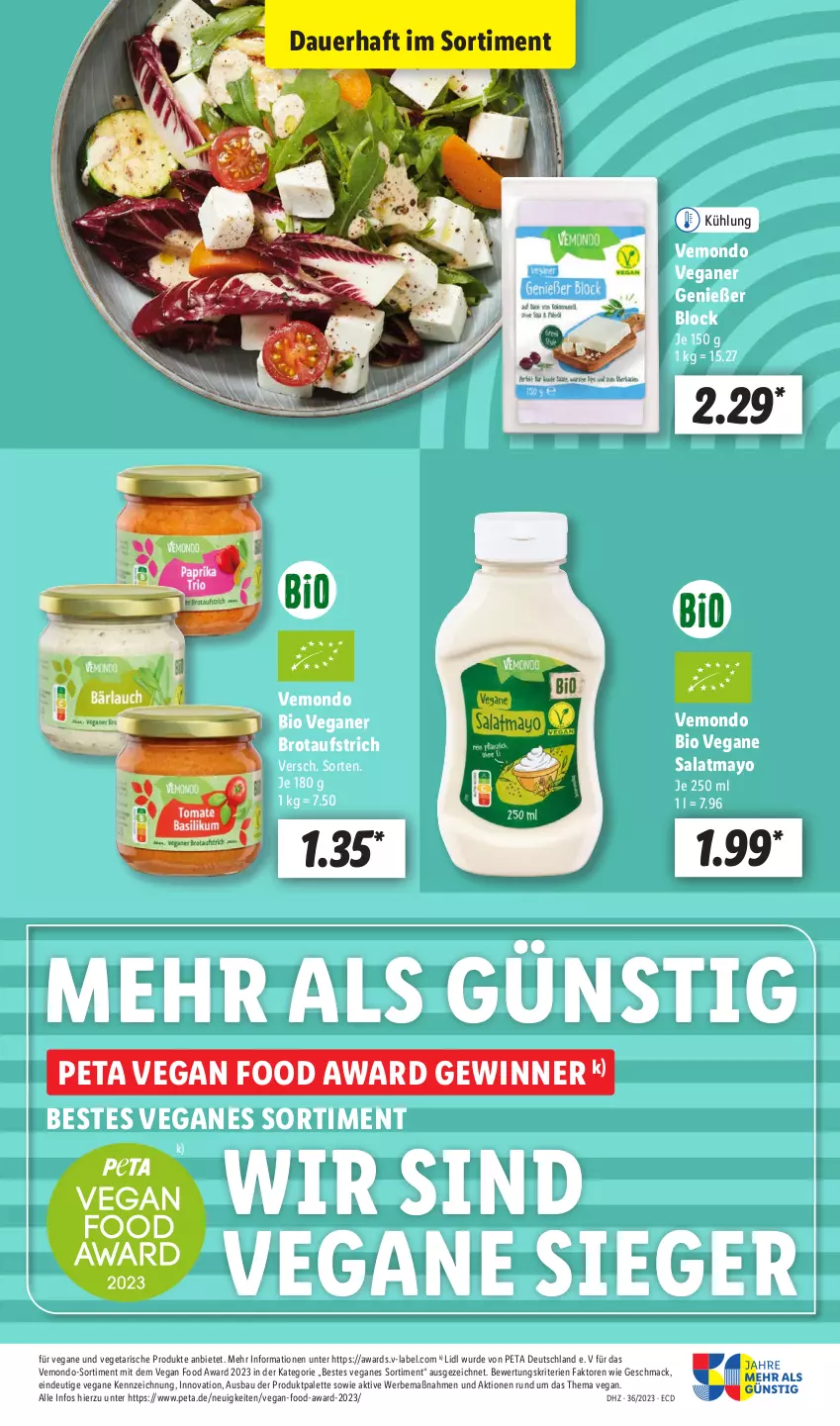 Aktueller Prospekt Lidl - Aktionsprospekt - von 04.09 bis 09.09.2023 - strona 11 - produkty: auer, aufstrich, Bau, bio, brot, brotaufstrich, mac, Palette, salat, Ti, usb, Vegeta, Yo