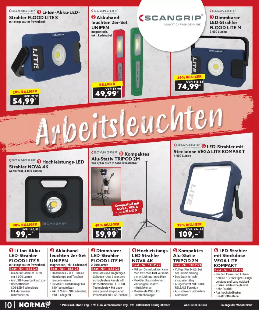 Aktueller Prospekt Norma - Norma - von 01.11 bis 30.11.2023 - strona 10 - produkty: akku, aust, Bank, Bau, buch, deka, eis, ente, lack, ladegerät, ladekabel, Lampe, leds, leine, Leuchte, leuchten, li-ion-akku, Mode, ndk, powerbank, reis, rel, Ria, steckdose, Tasche, taschen, taschenlampe, Ti, tisch, usb