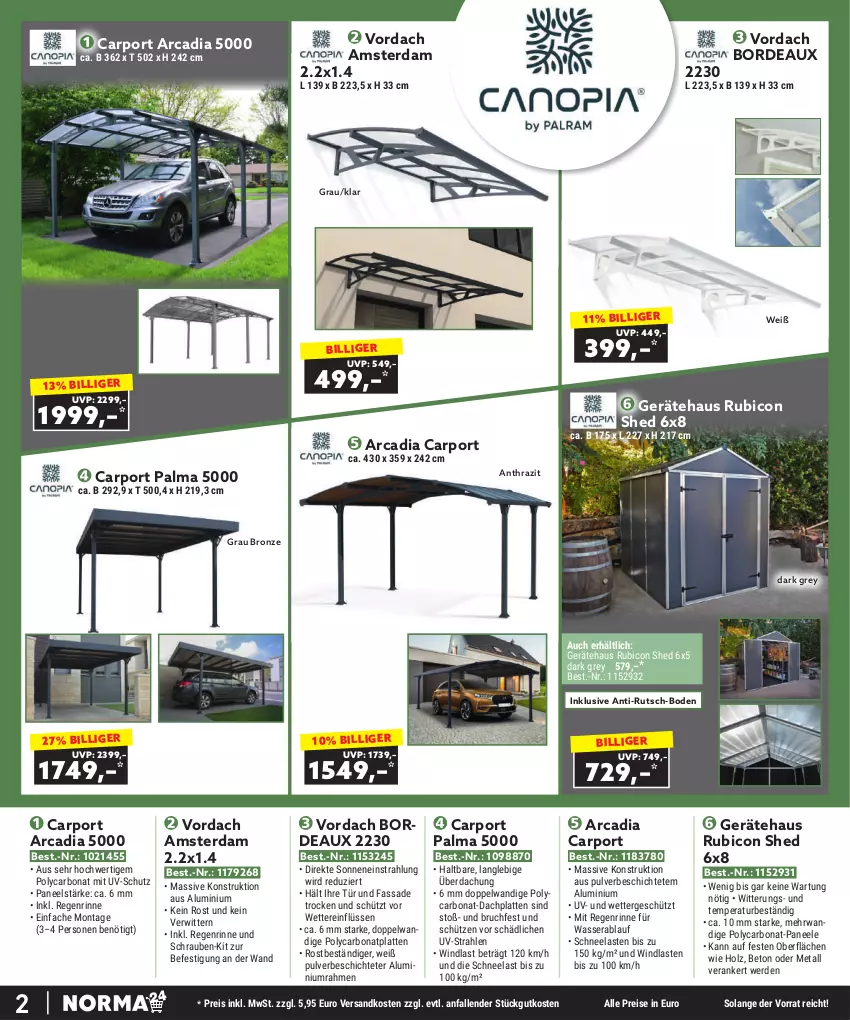 Aktueller Prospekt Norma - Norma - von 01.11 bis 30.11.2023 - strona 2 - produkty: Bona, Carport, eis, erde, Holz, HP, latte, ndk, paneel, reis, schrauben, Schütze, Ti, uv-schutz, wasser