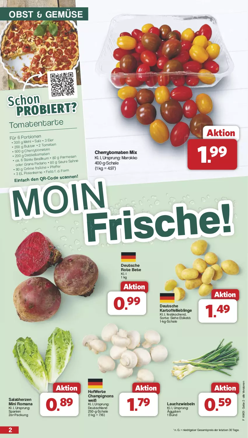 Aktueller Prospekt Famila - Prospekte - von 30.12.2024 bis 04.01.2025 - strona 2 - produkty: champignon, champignons, cherrytomaten, eis, kartoffel, Lauchzwiebel, lauchzwiebeln, obst, reis, rote bete, salat, salatherzen, Schal, Schale, Ti, tomate, tomaten, ZTE, zwiebel, zwiebeln