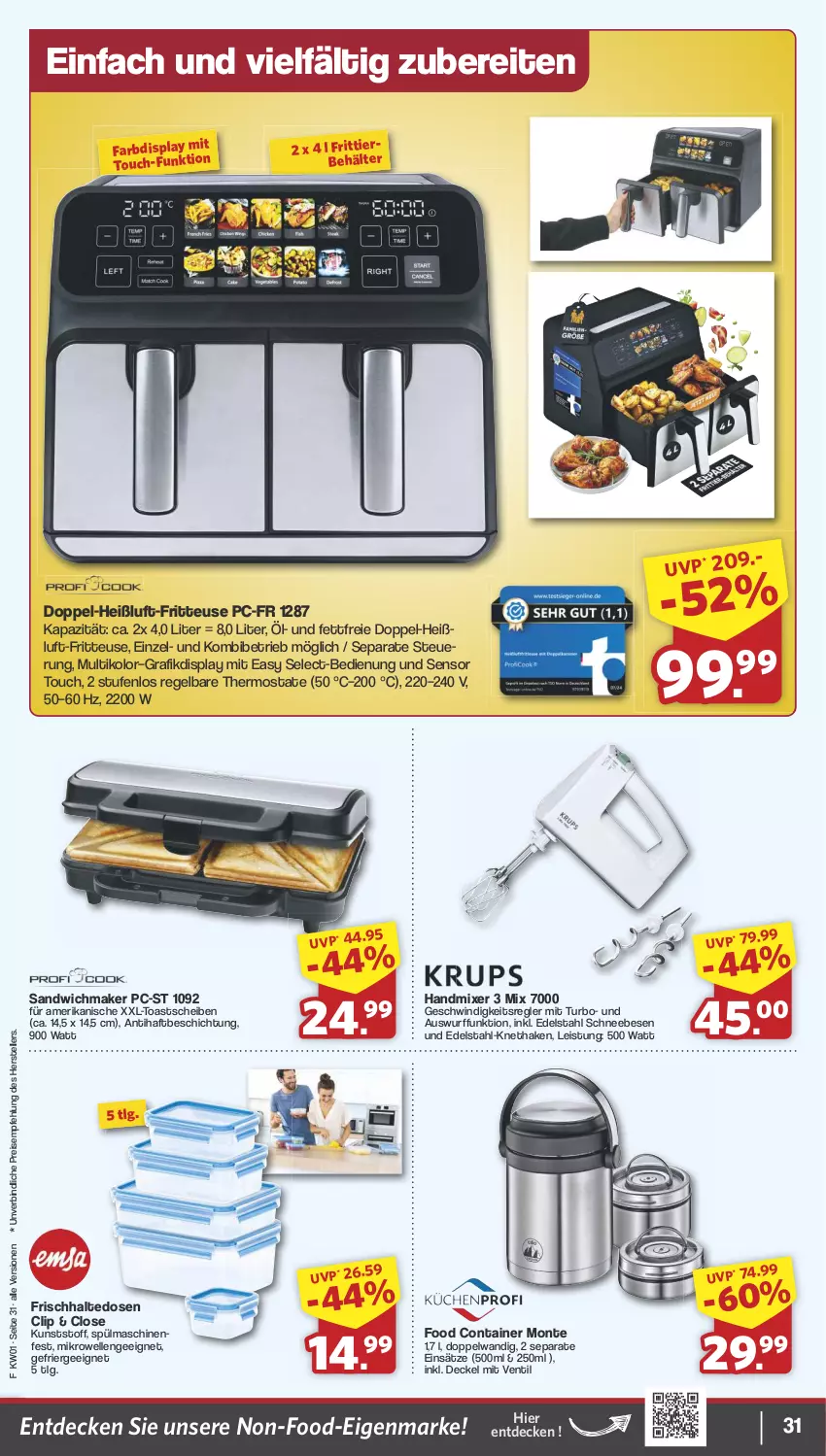 Aktueller Prospekt Famila - Prospekte - von 30.12.2024 bis 04.01.2025 - strona 31 - produkty: Container, decke, Deckel, edelstahl, eis, elle, Ergee, frischhaltedosen, fritteuse, handmixer, LG, mikrowelle, Mixer, monte, reis, sandwich, Schneebesen, spülmaschinen, teller, thermostat, Ti, toast