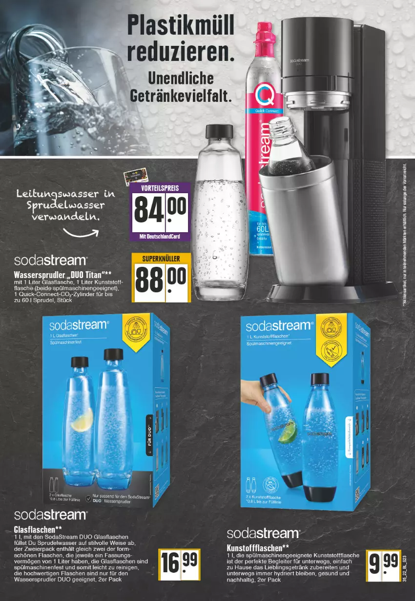 Aktueller Prospekt Edeka - Angebote der Woche - von 29.08 bis 03.09.2022 - strona 23 - produkty: asti, eier, eis, ente, flasche, getränk, getränke, glasflasche, rwe, Soda, sodastream, Sprudel, spülmaschinen, Ti, wasser, wassersprudler