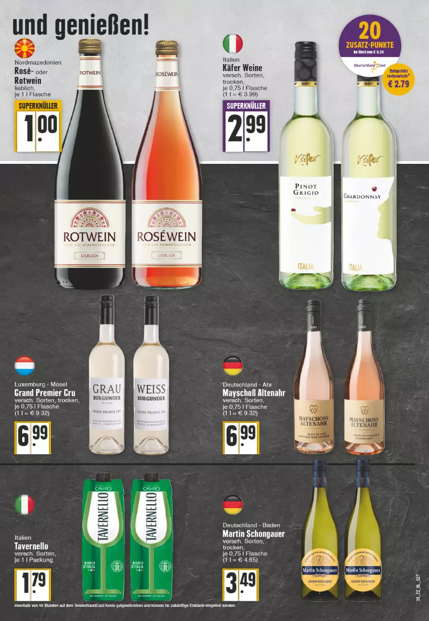 Aktueller Prospekt Edeka - Angebote der Woche - von 29.08 bis 03.09.2022 - strona 27 - produkty: auer, Bad, burgunder, chardonnay, eis, erde, flasche, käfer, rotwein, Ti, wein, weine