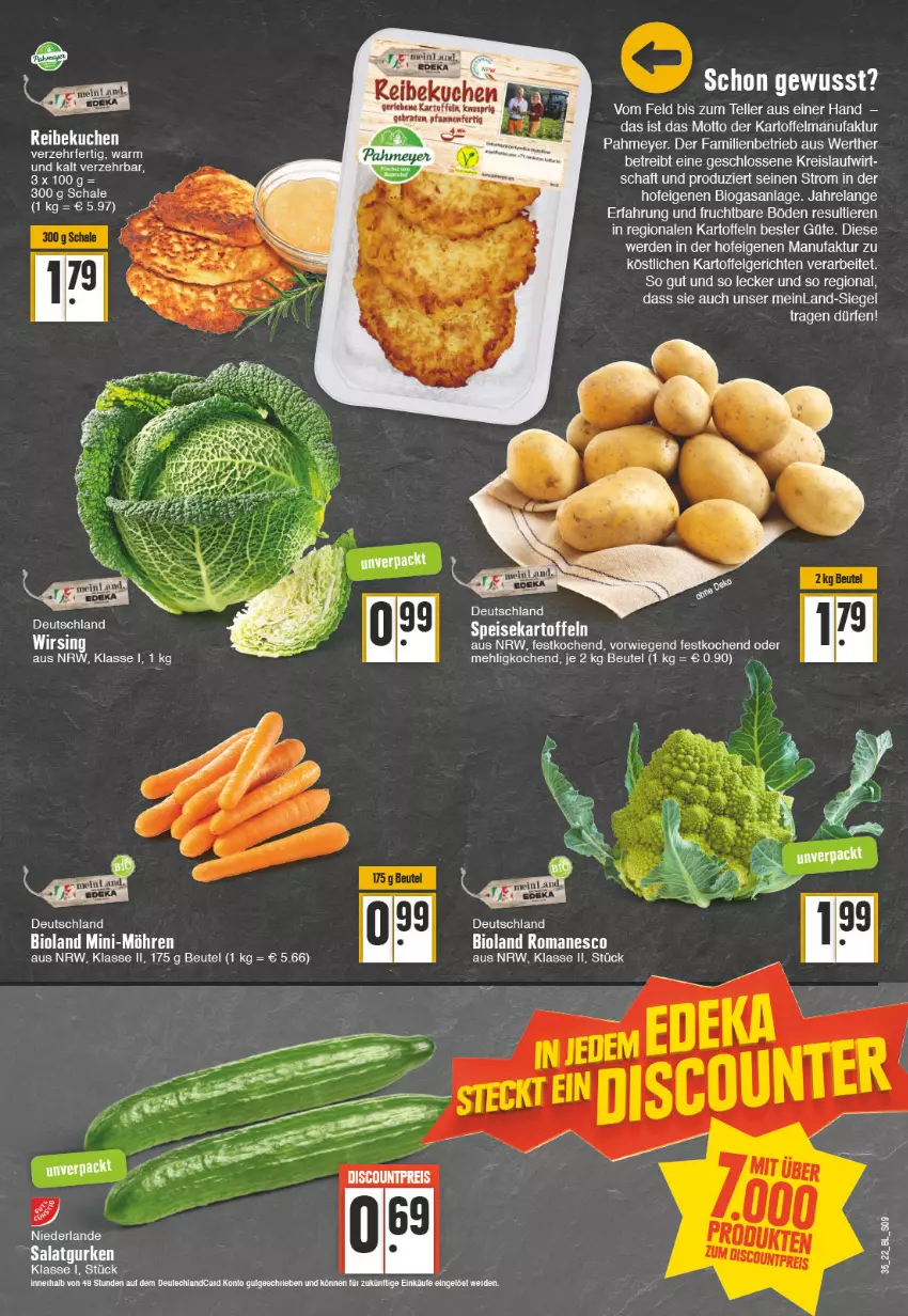 Aktueller Prospekt Edeka - Angebote der Woche - von 29.08 bis 03.09.2022 - strona 9 - produkty: beutel, bio, bioland, eis, Elan, elle, erde, Faktu, Feigen, gurke, gurken, kartoffel, kartoffeln, kuchen, LG, mehl, Mini-Möhren, möhren, reis, rel, salat, Salatgurke, salatgurken, Schal, Schale, speisekartoffeln, teller, Ti